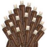20 Light Non Connectable Warm White LED Mini Lights Brown Wire