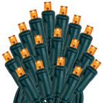 20 Light Orange LED Mini Lights Green Wire