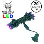 20 Light Purple LED Mini Lights Green Wire