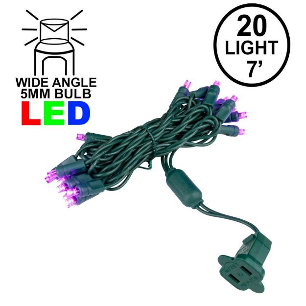 20 Light Purple LED Mini Lights Green Wire