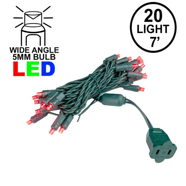 20 Light Red LED Mini Lights Green Wire