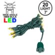 20 Light Yellow LED Mini Lights Green Wire
