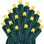 20 Light Yellow LED Mini Lights Green Wire