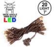 20 Light Warm White LED Mini Lights Brown Wire