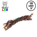10 Light Non Connectable Warm White LED Mini Lights Brown Wire