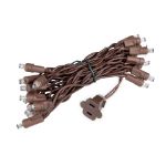 20 Light Pure White LED Mini Lights Brown Wire