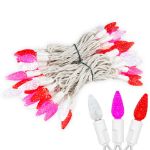 Red/Pink/Pure White 70 LED C6 Strawberry Mini Lights Commercial Grade on White Wire