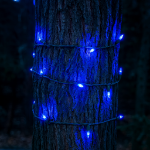 RetroGlo® Blue Ceramic Mini Lights 50 Light on Green Wire 25 Feet Long