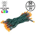 G12 50 LED Orange 6" Spacing Green Wire
