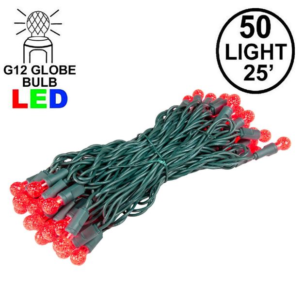 G12 50 LED Red 6" Spacing Green Wire
