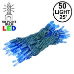M5 50 LED Blue 6" Spacing Green Wire