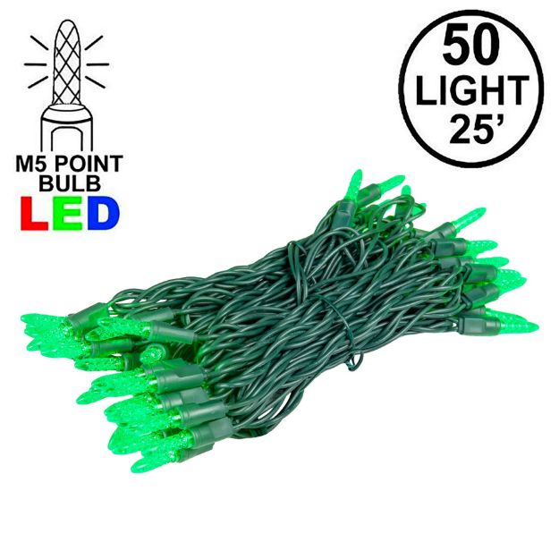 M5 50 LED Green 6" Spacing Green Wire
