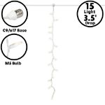 15 LED C9 Icicle Drop White Wire - Warm White 