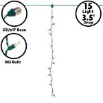 15 LED C9 Icicle Drop Green Wire - Warm White
