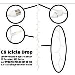 25 LED C9 Icicle Drop White Wire - Warm White