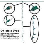 25 LED C9 Icicle Drop Green Wire - Pure White