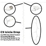35 LED C9 Icicle Drop White Wire - Warm White