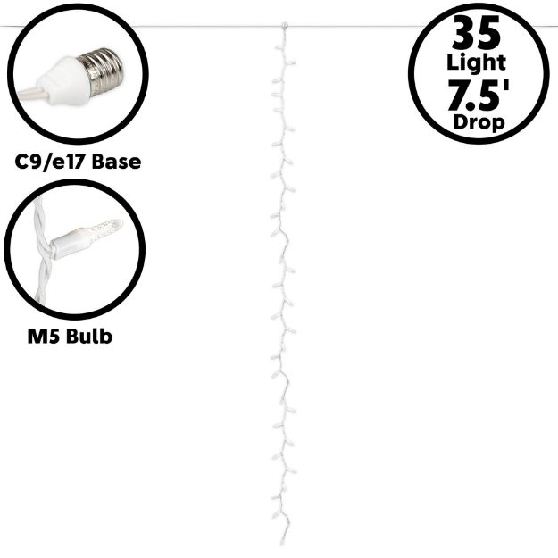 35 LED C9 Icicle Drop White Wire - Pure White