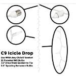 35 LED C9 Icicle Drop White Wire - Pure White