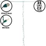 35 LED C9 Icicle Drop Green Wire - Warm White