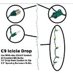 35 LED C9 Icicle Drop Green Wire - Warm White