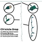 35 LED C9 Icicle Drop Green Wire - Pure White