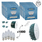 C9 Decorate Like a Pro® Kit - 1000' LED Diamond Faceted Pure White Green Wire w/12" Bulb Spacing