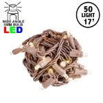 Commercial Grade Wide Angle 50 LED Old Color Warm White (19WW) 17' Long on Brown Wire