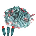 Commercial Grade Wide Angle 50 LED Red & Pure White 25' Long on Green Wire
