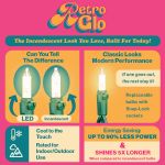RetroGlo® Clear Mini Lights 100 Light on Green Wire 22 Feet Long
