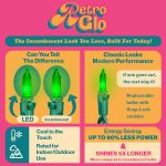 RetroGlo® Green Mini Lights 100 Light on Green Wire 50 Feet Long
