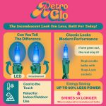 RetroGlo® Blue Ceramic Mini Lights 50 Light on Green Wire 25 Feet Long