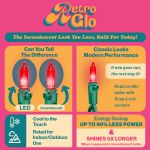 RetroGlo® Red Ceramic Mini Lights 50 Light on Green Wire 25 Feet Long