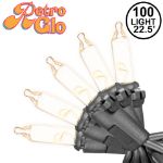 RetroGlo® Clear Mini Lights 100 Light on Black Wire 22 Feet Long