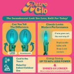 RetroGlo® Teal Mini Lights 100 Light on White Wire 50 Feet Long