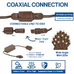 Coaxial 100 LED Warm White 4" Spacing Brown Wire