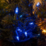 RetroGlo® Blue Ceramic Mini Lights 100 Light on Green Wire 34 Feet Long