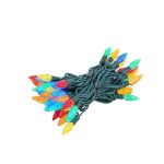 Coaxial *NEW* TrueTwinkle® Multi Color 70 LED C6 Strawberry Mini Lights Commercial Grade on Green Wire
