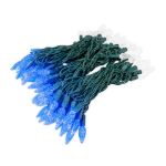 Blue/Pure White 100 LED C6 Strawberry Mini Lights Commercial Grade Green Wire
