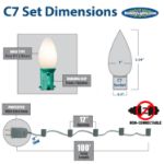 100 C7 String Light Set with Multi Colored Ceramic Bulbs on Brown Wire