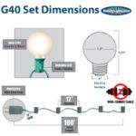 100 G40 Globe String Light Set with Multi Colored Satin Bulbs on White Wire