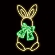 2.5' Easter Bunny with Green Bow LED Display