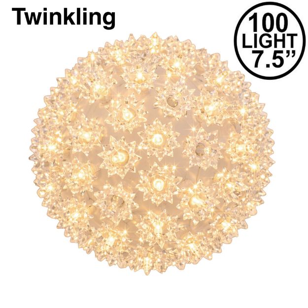 100 Light 7.5" Clear Twinkling Starlight Spheres