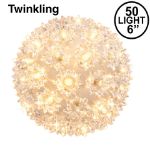 50 Light 6" Clear Twinkling Starlight Spheres