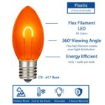 Amber C9 U-Shaped LED Plastic Flex Filament Replacement Bulbs 25 Pack 