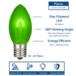Green C9 U-Shaped LED Plastic Flex Filament Replacement Bulbs 25 Pack 