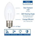Pure White C9 U-Shaped LED Plastic Flex Filament Replacement Bulbs 25 Pack 