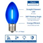Blue C9 LED Plastic Filament Replacement Bulbs 25 Pack 