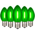 Green C9 LED Plastic Filament Replacement Bulbs 25 Pack 