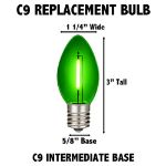 Green C9 LED Plastic Filament Replacement Bulbs 25 Pack 